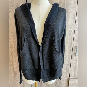 Lululemon Black Knit open front Hooded Cardigan with pockets.